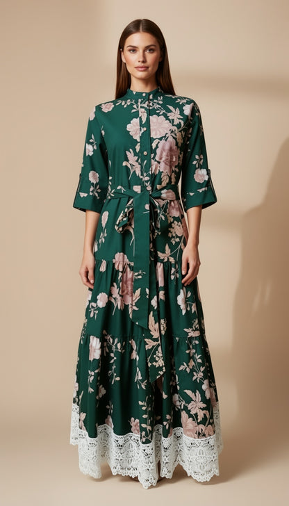 Green Printed Floral Dress