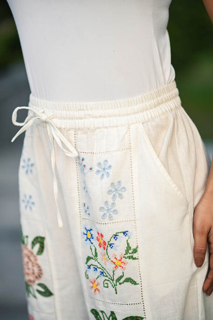Cream Floral Pant