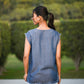 Denim Lyocell V Neck Sleeveless Top