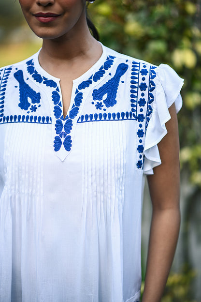 White & Blue Calm Top