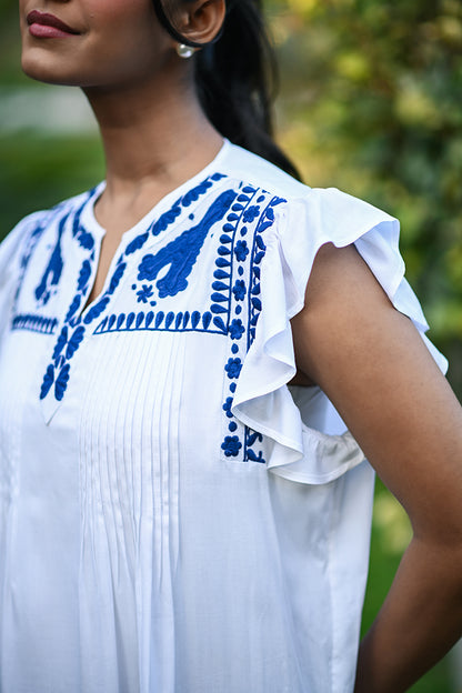 White & Blue Calm Top