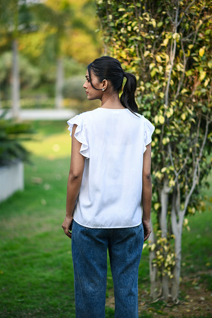 White & Blue Calm Top