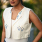 White & Blue Sleeveless Jacket