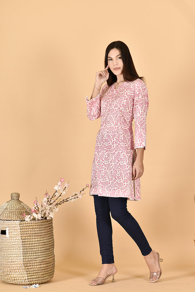 Pink Paisley Kurta