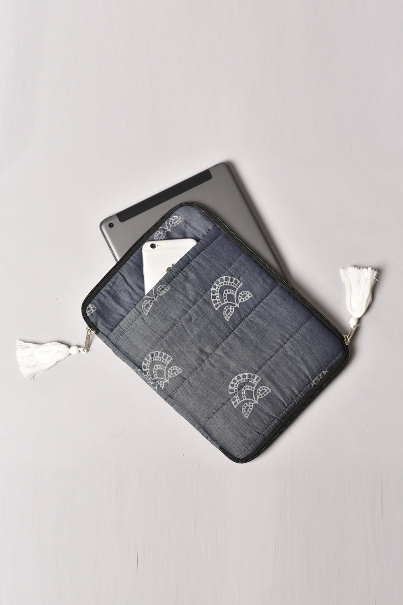 Denim Blockprinted Tablet Sleeve