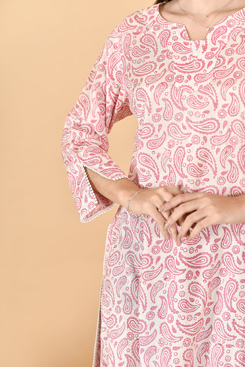 Pink Paisley Kurta