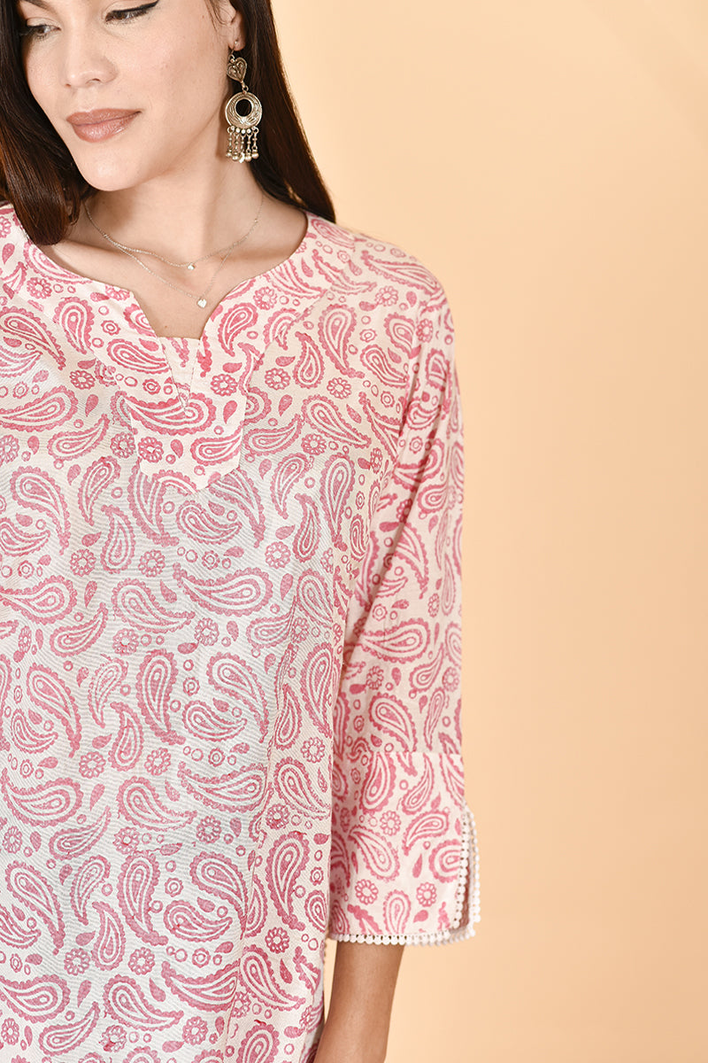 Pink Paisley Kurta