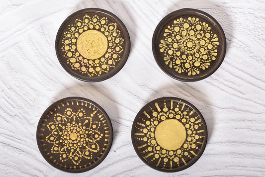 Gold Dot Mandala Coasters