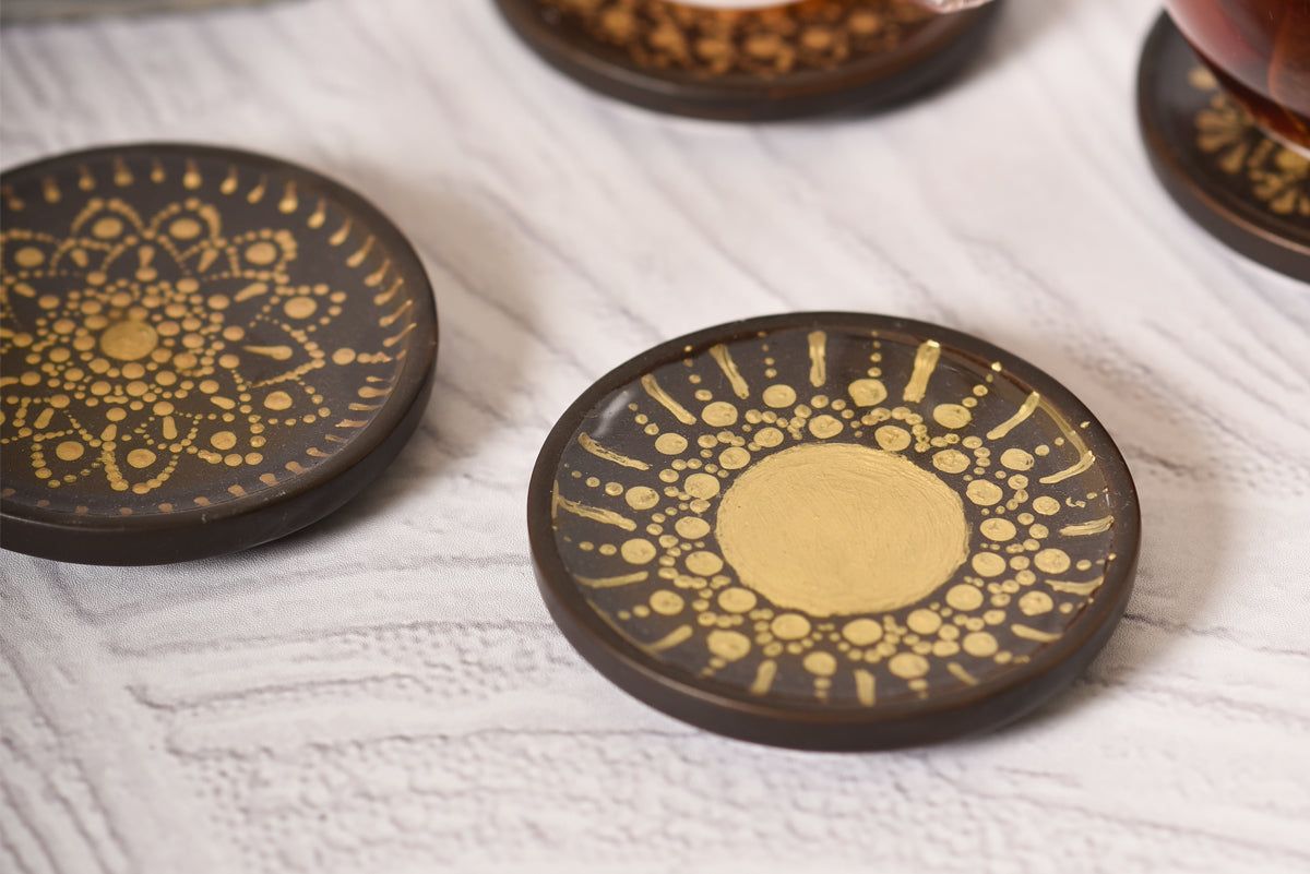 Gold Dot Mandala Coasters