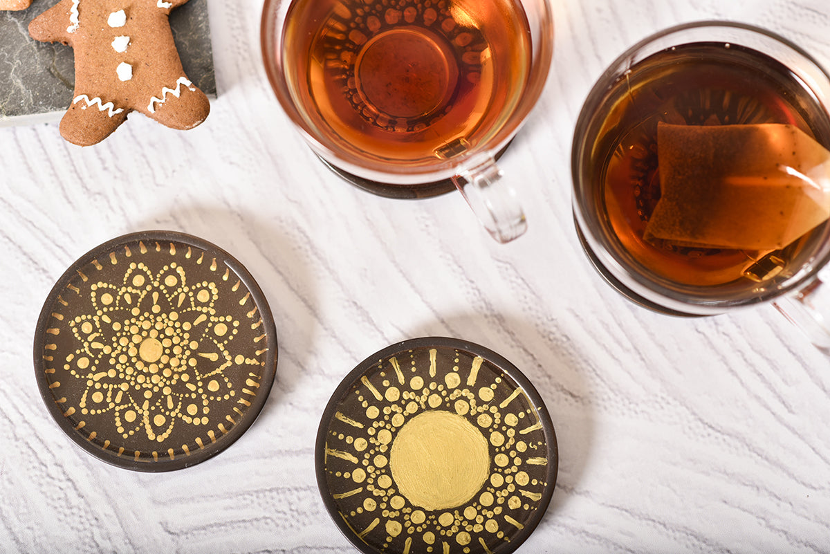 Gold Dot Mandala Coasters