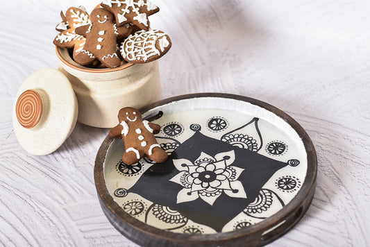 White Square Mandala Wooden Tray