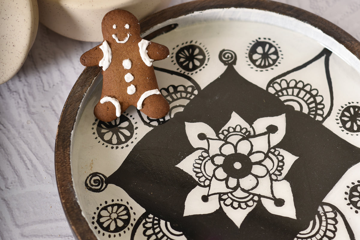 White Square Mandala Wooden Tray