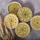 Green Dot Mandala Ceramic Coasters