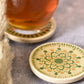 Green Dot Mandala Ceramic Coasters