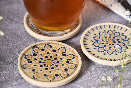 Blue Dot Mandala Coasters