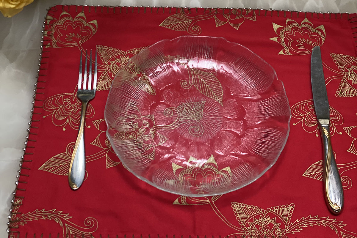 Red & Gold Floral Fantasy Table Mats